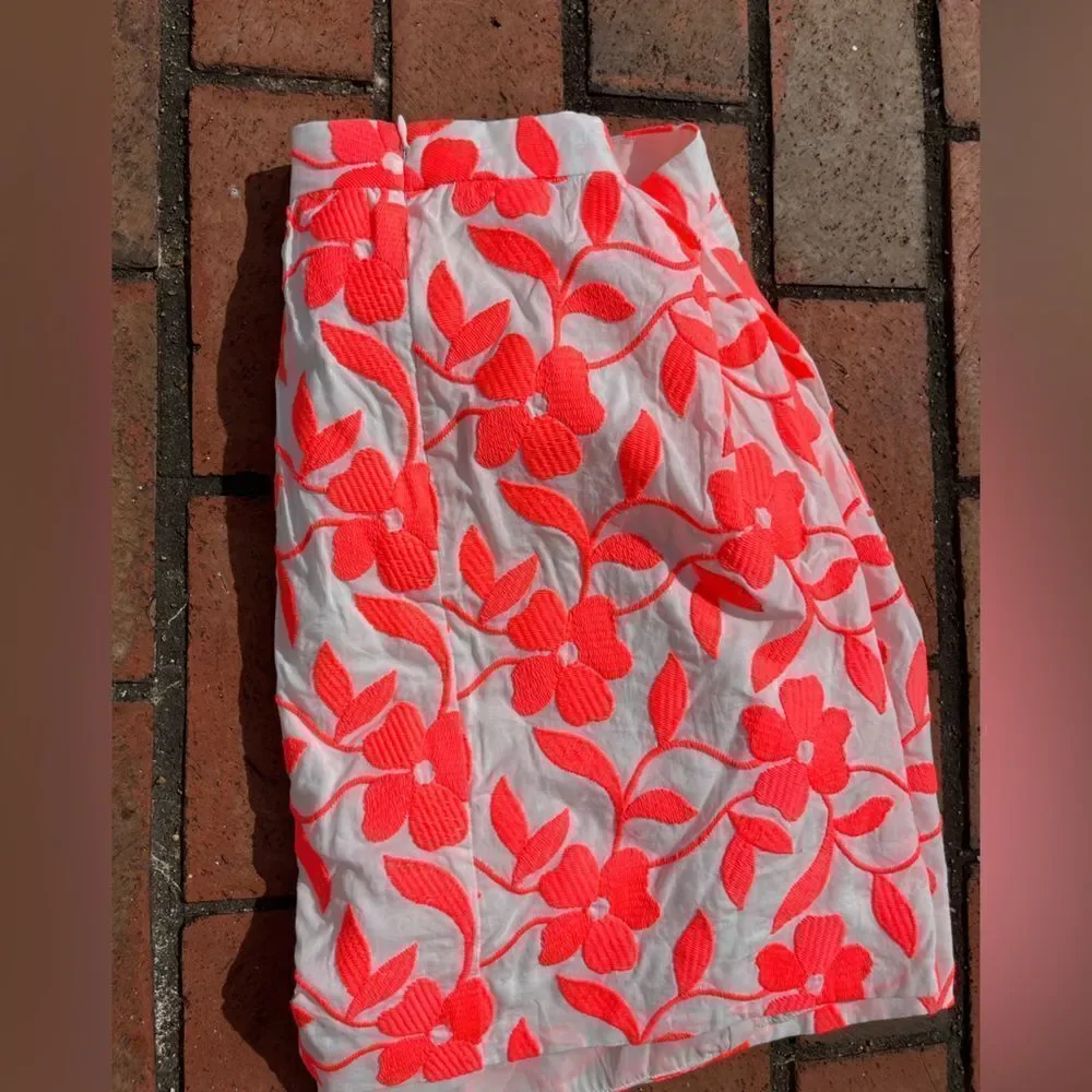 J Crew Collection Neon Embroidered Floral Skirt NWT